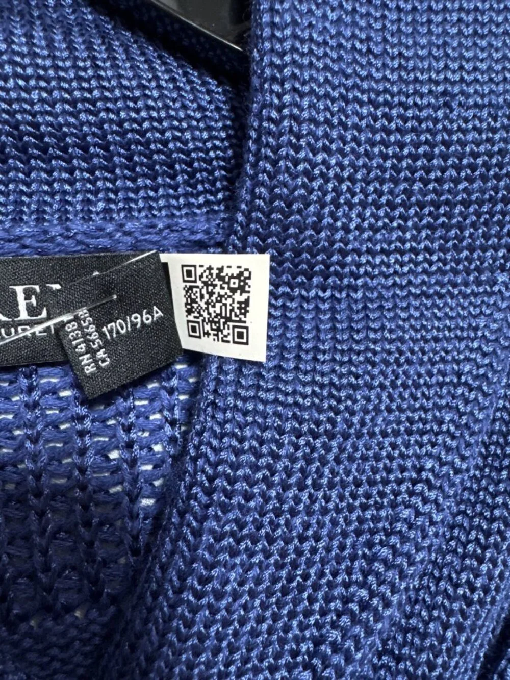 NWT Lauren Ralph Lauren Buckle-Trim Cotton-Blend Sweater Charter Blu Size Large